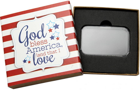 SilverTowne Natural Kraft Paper Gift Box w/God Bless America Box Sleeve & Cap - Product Packaging [Add $5.00]